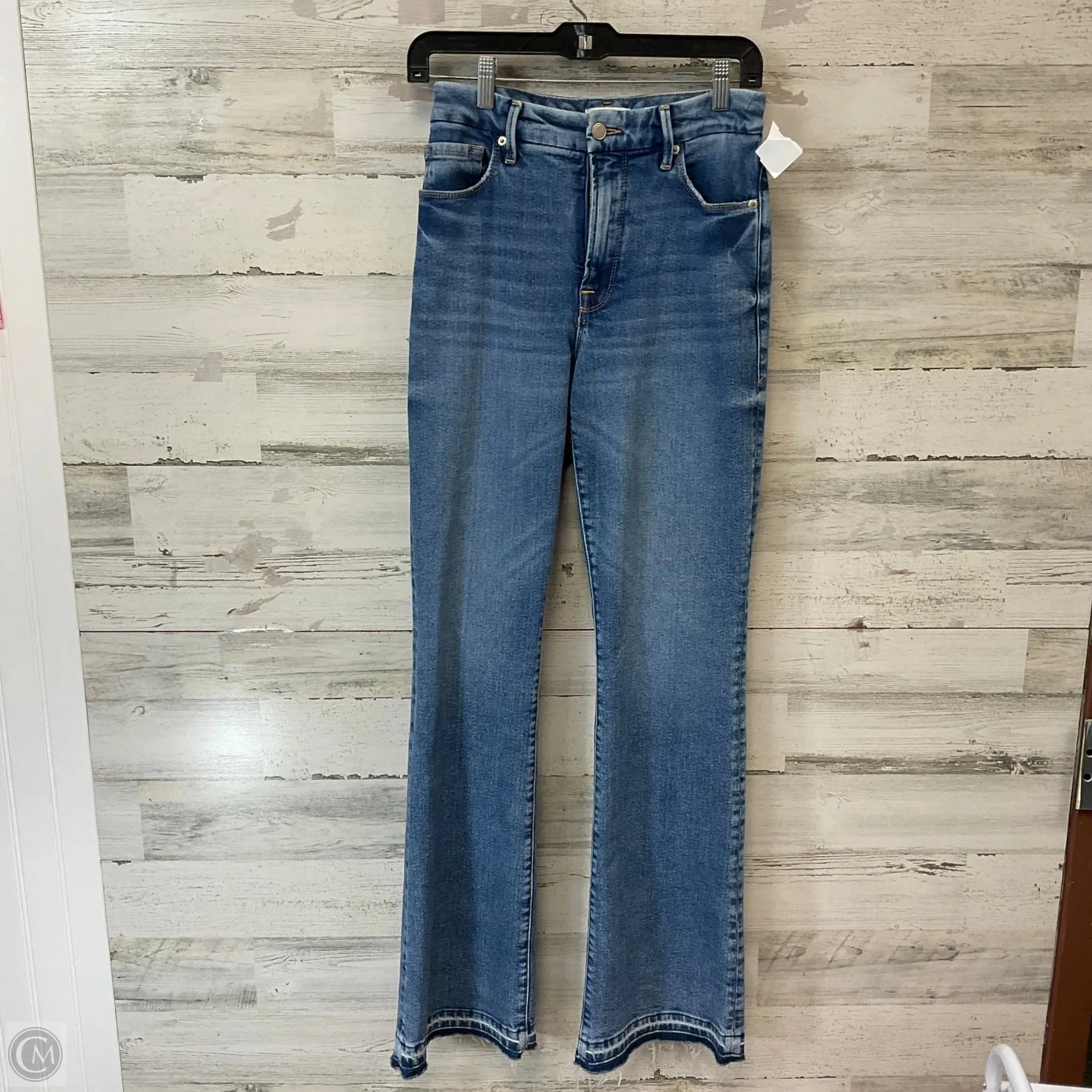Jeans Flared By Good American In Blue Denim, Size: 4
