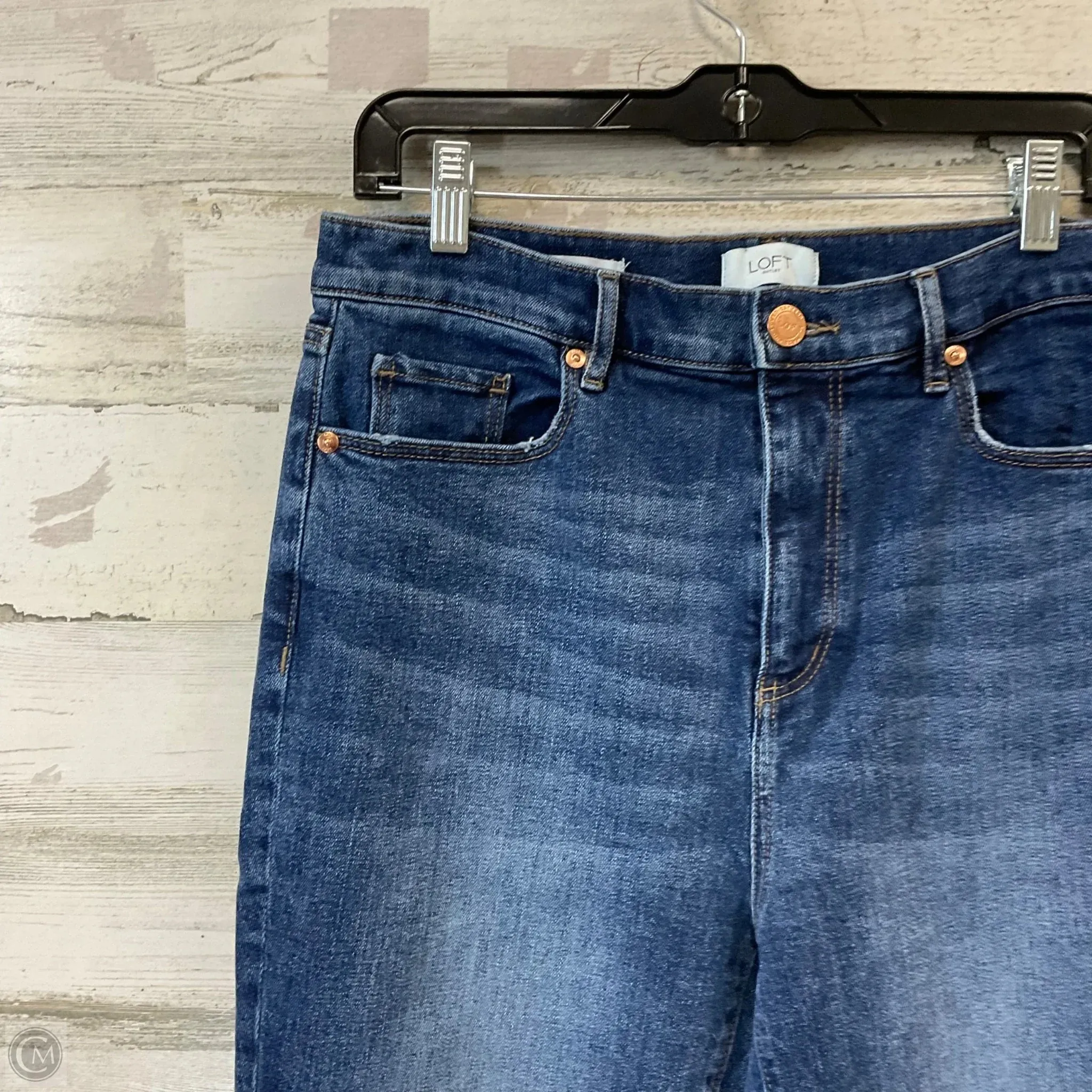 Jeans Flared By Loft In Blue Denim, Size: 12