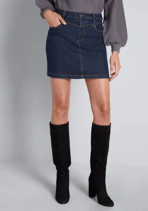 Karaoke Seamstress Mini Denim Skirt