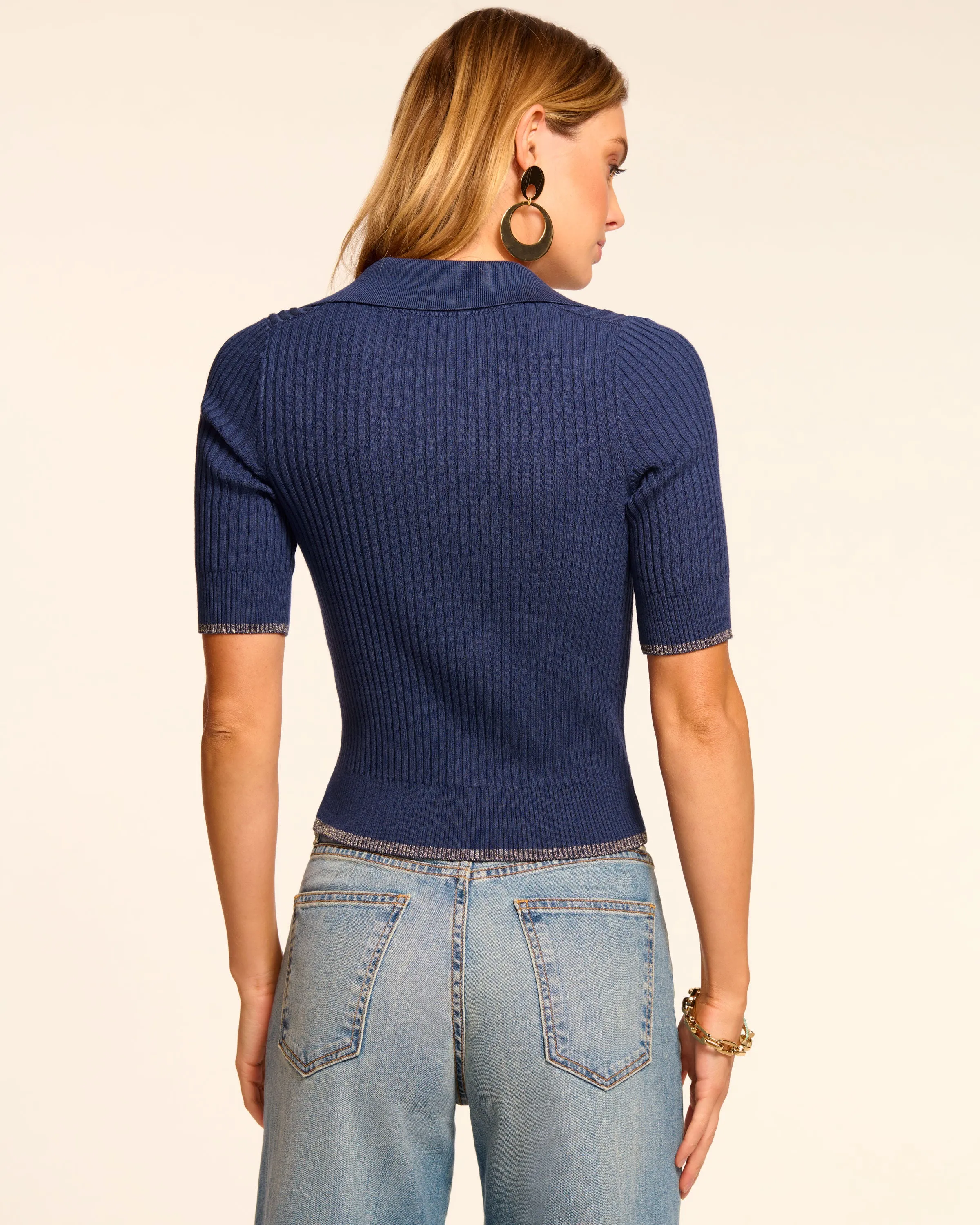 Kelly Ribbed Short Sleeve Sweater