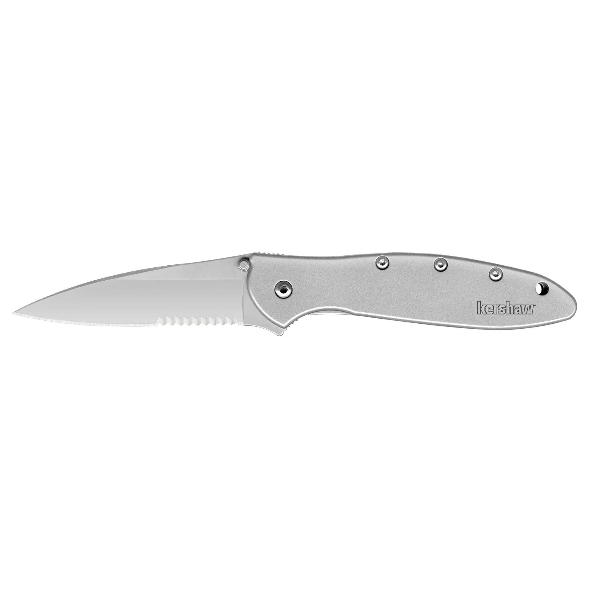Kershaw Pocket Knife - Leek Partially Serrated Drop Point Blade Frame Lock | KW1660ST