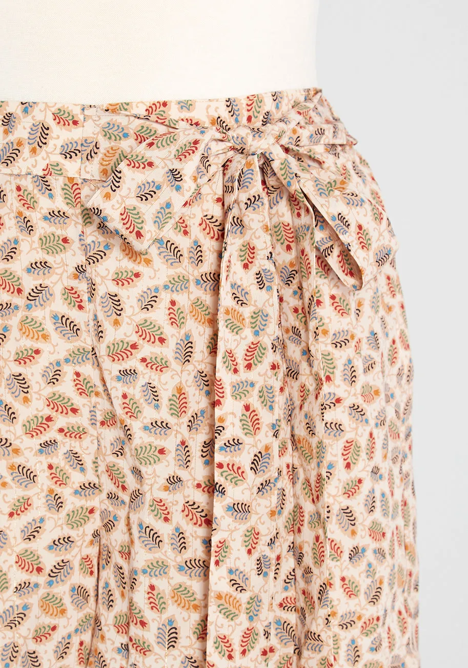 Leaves of Fancy Tie-Waist Shorts