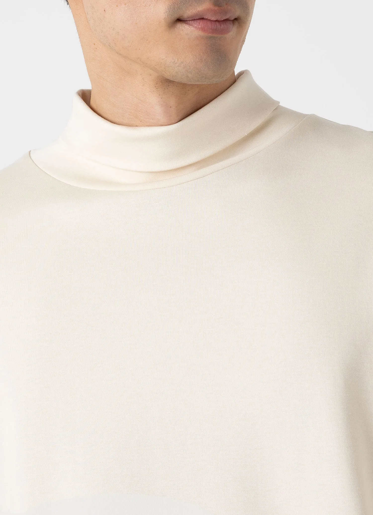 Men's Sunspel x Nigel Cabourn Carbon Brushed Roll Neck in Undyed