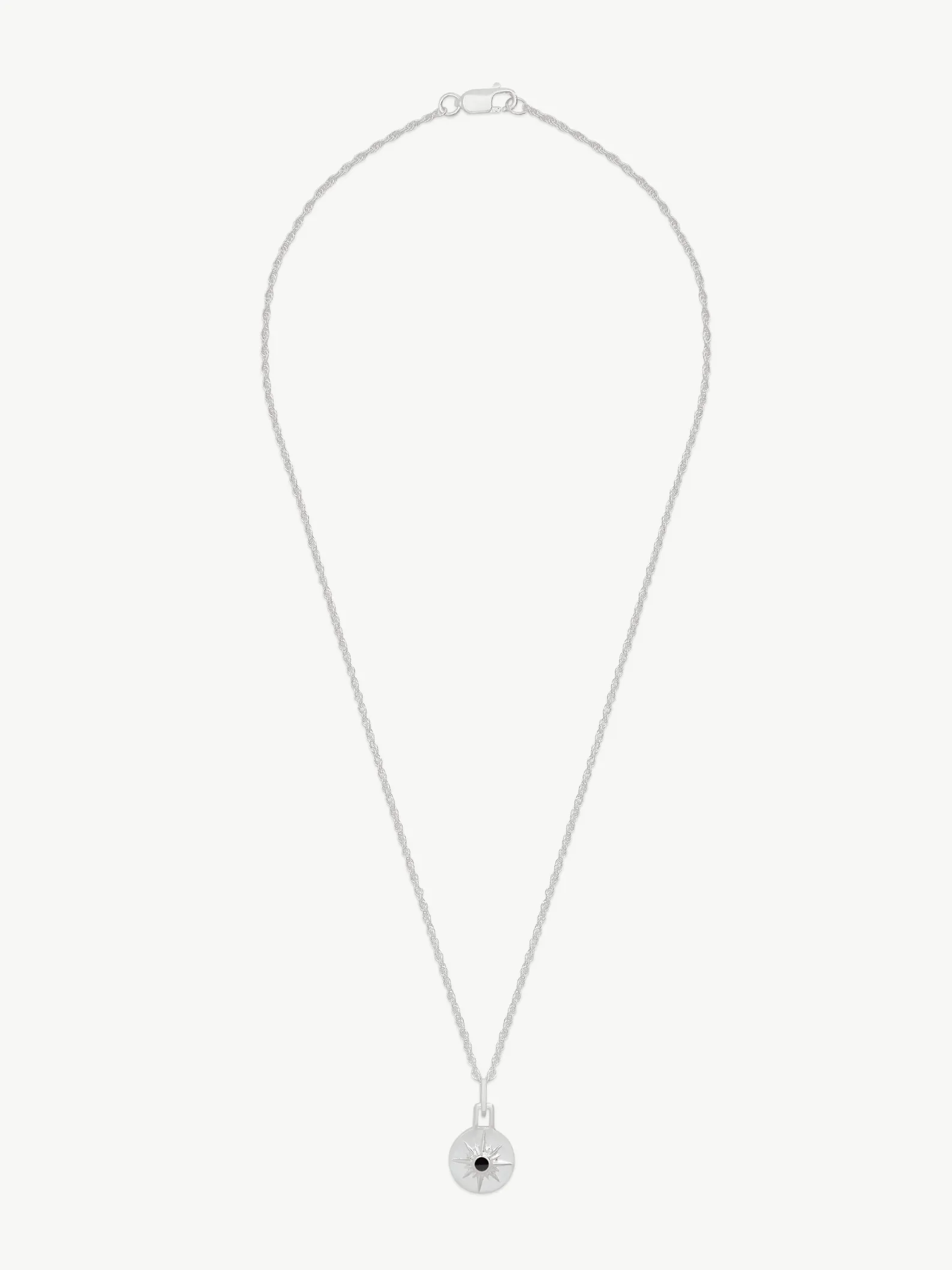 Mini Astrid Sterling Silver 16" Chain Necklace | Onyx