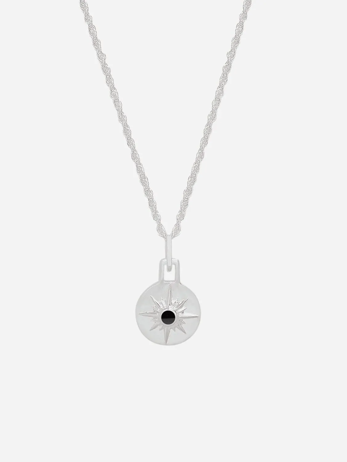 Mini Astrid Sterling Silver 16" Chain Necklace | Onyx