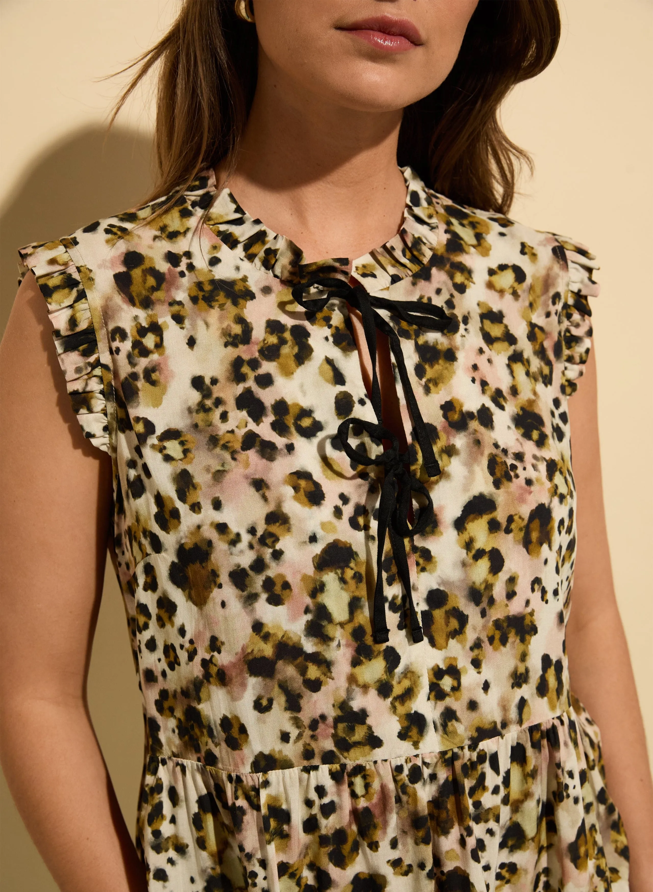 Nicole LENZING™ ECOVERO™ Printed Sleeveless Blouse | Brown Cheetah