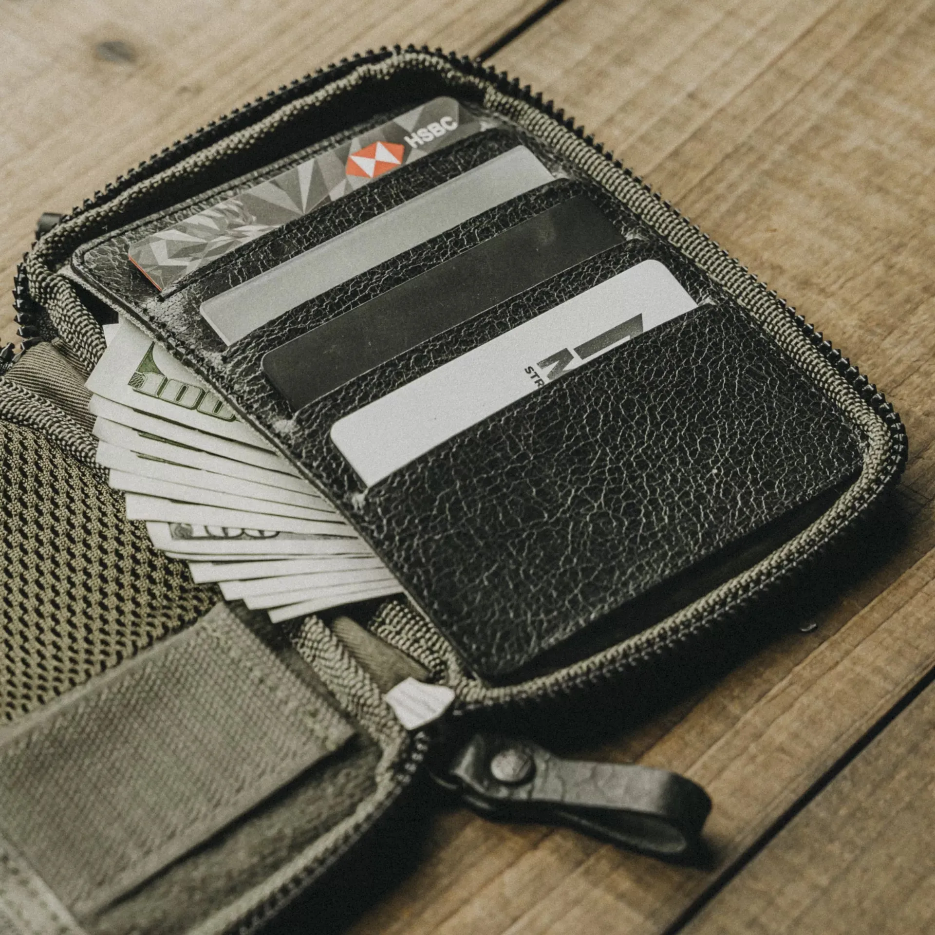 Nylon   Leather Passport Pouch / Travel Folio
