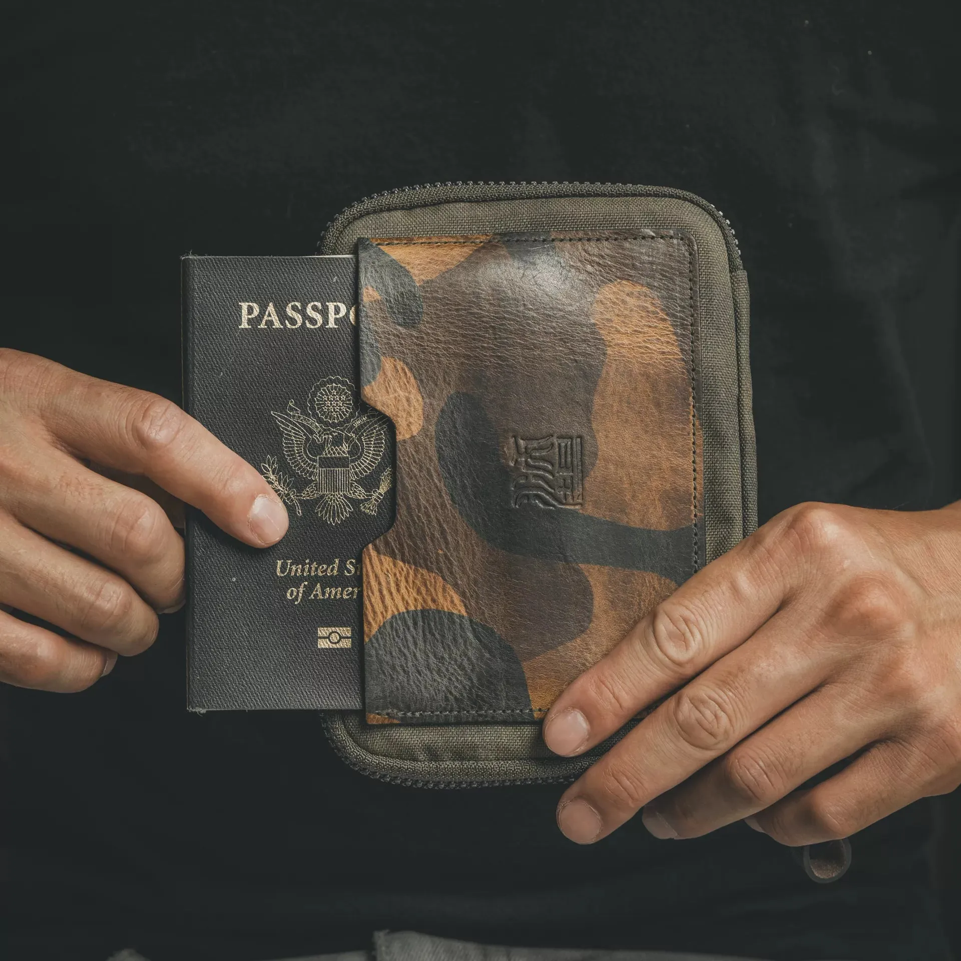 Nylon   Leather Passport Pouch / Travel Folio