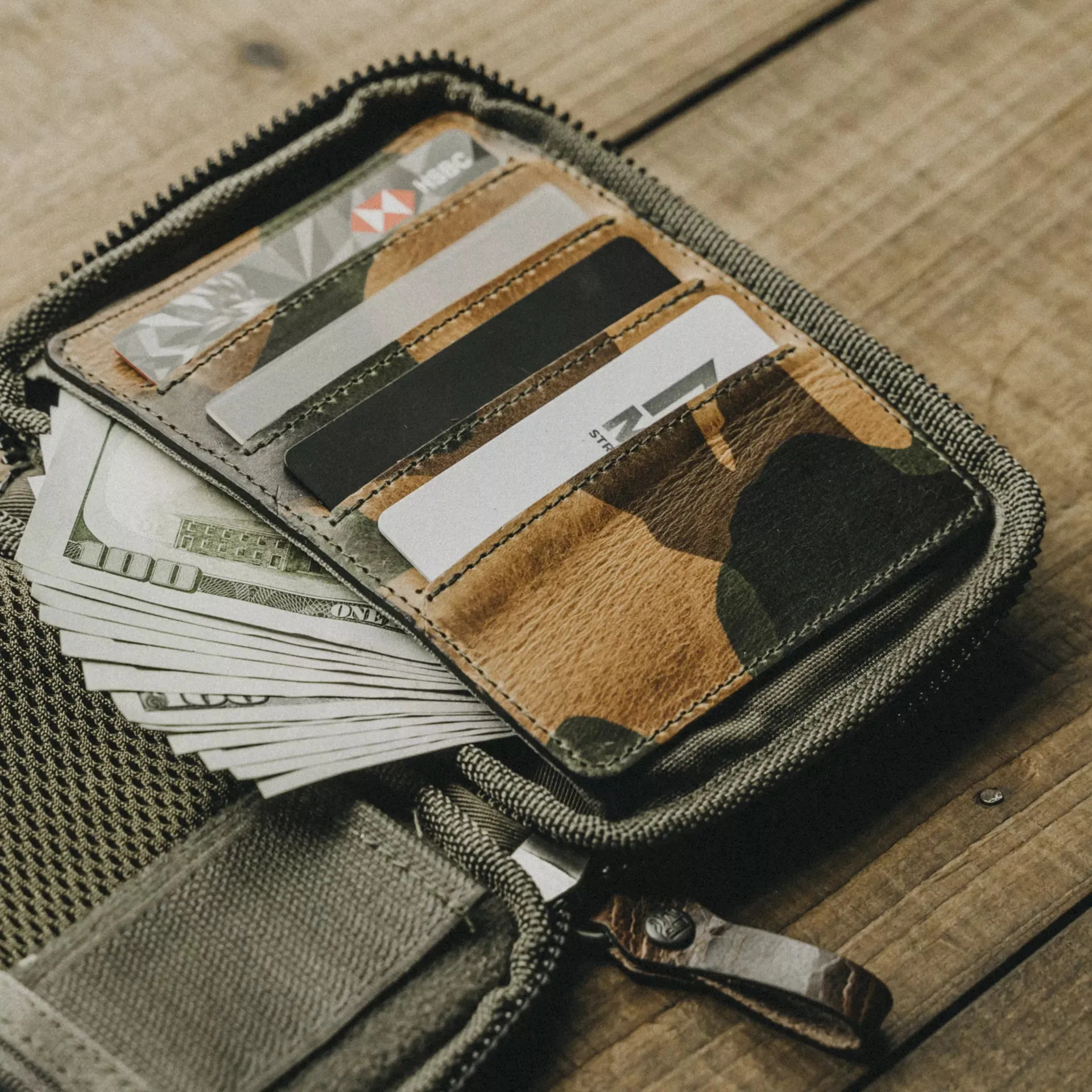 Nylon   Leather Passport Pouch / Travel Folio