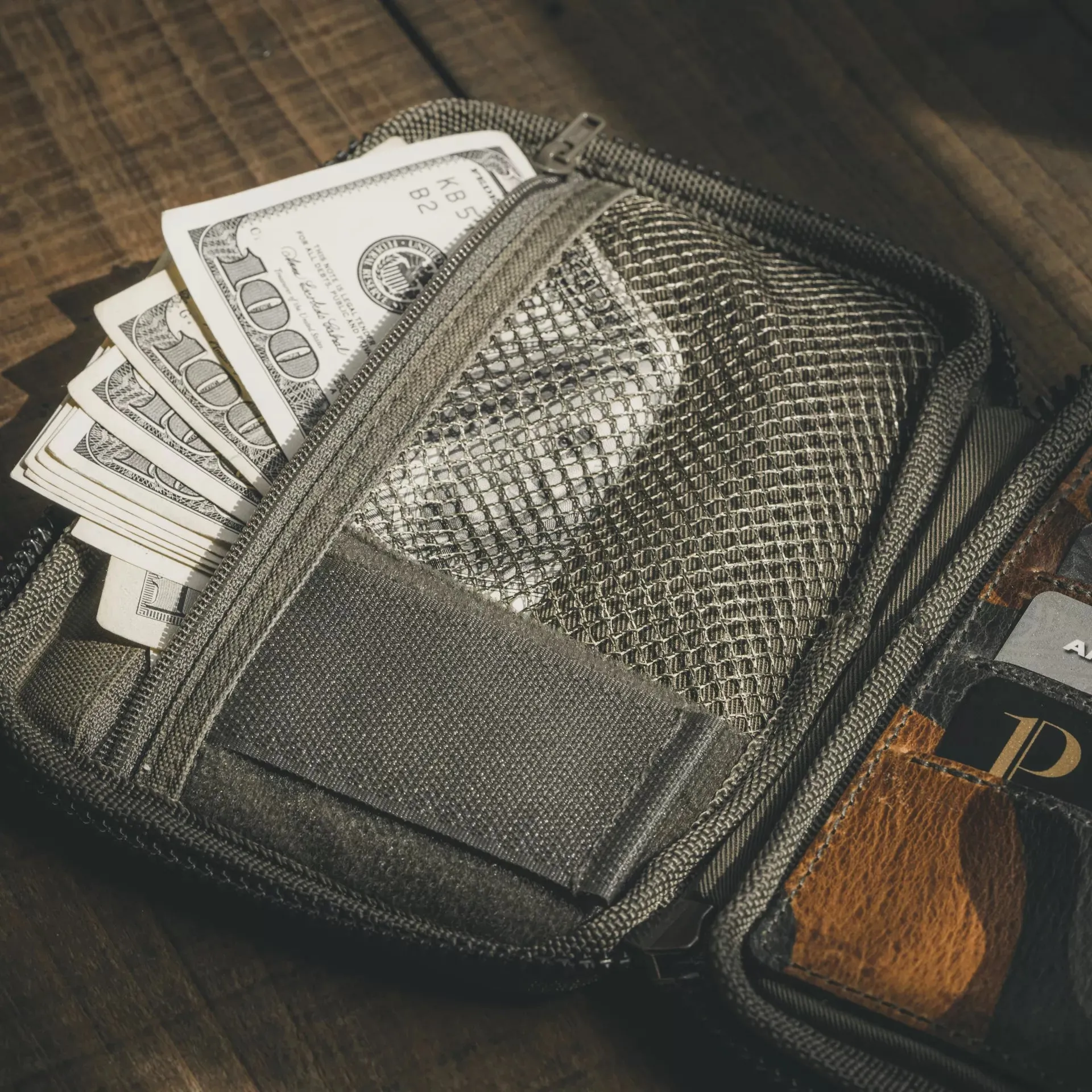 Nylon   Leather Passport Pouch / Travel Folio
