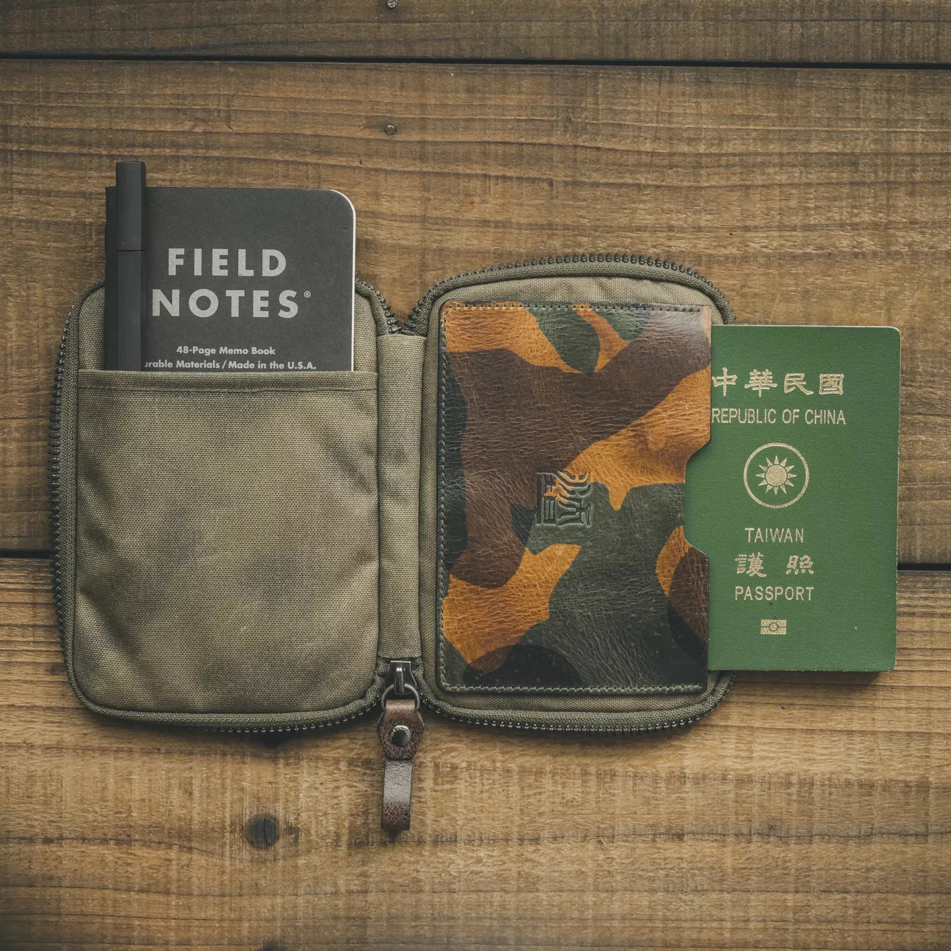 Nylon   Leather Passport Pouch / Travel Folio