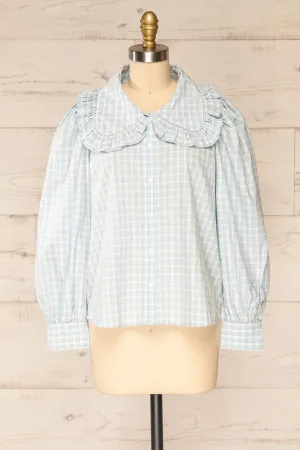 Olsztynek | Checkered Blouse w/ Peter Pan Collar