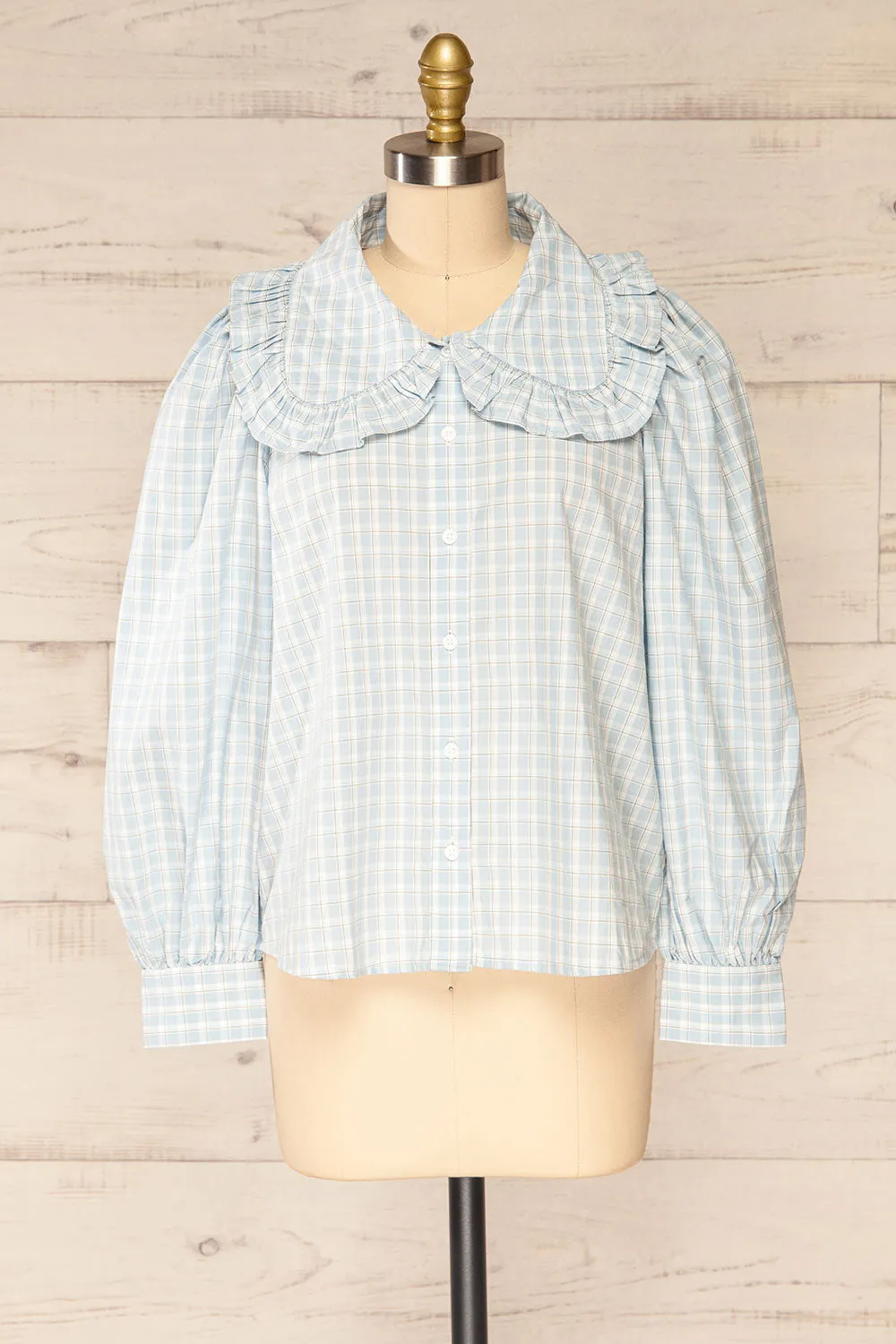 Olsztynek | Checkered Blouse w/ Peter Pan Collar