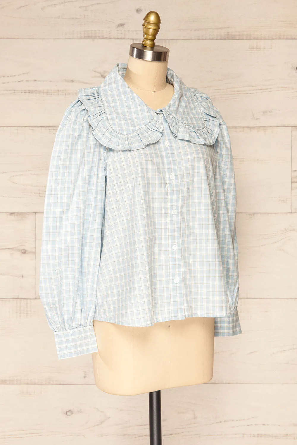 Olsztynek | Checkered Blouse w/ Peter Pan Collar