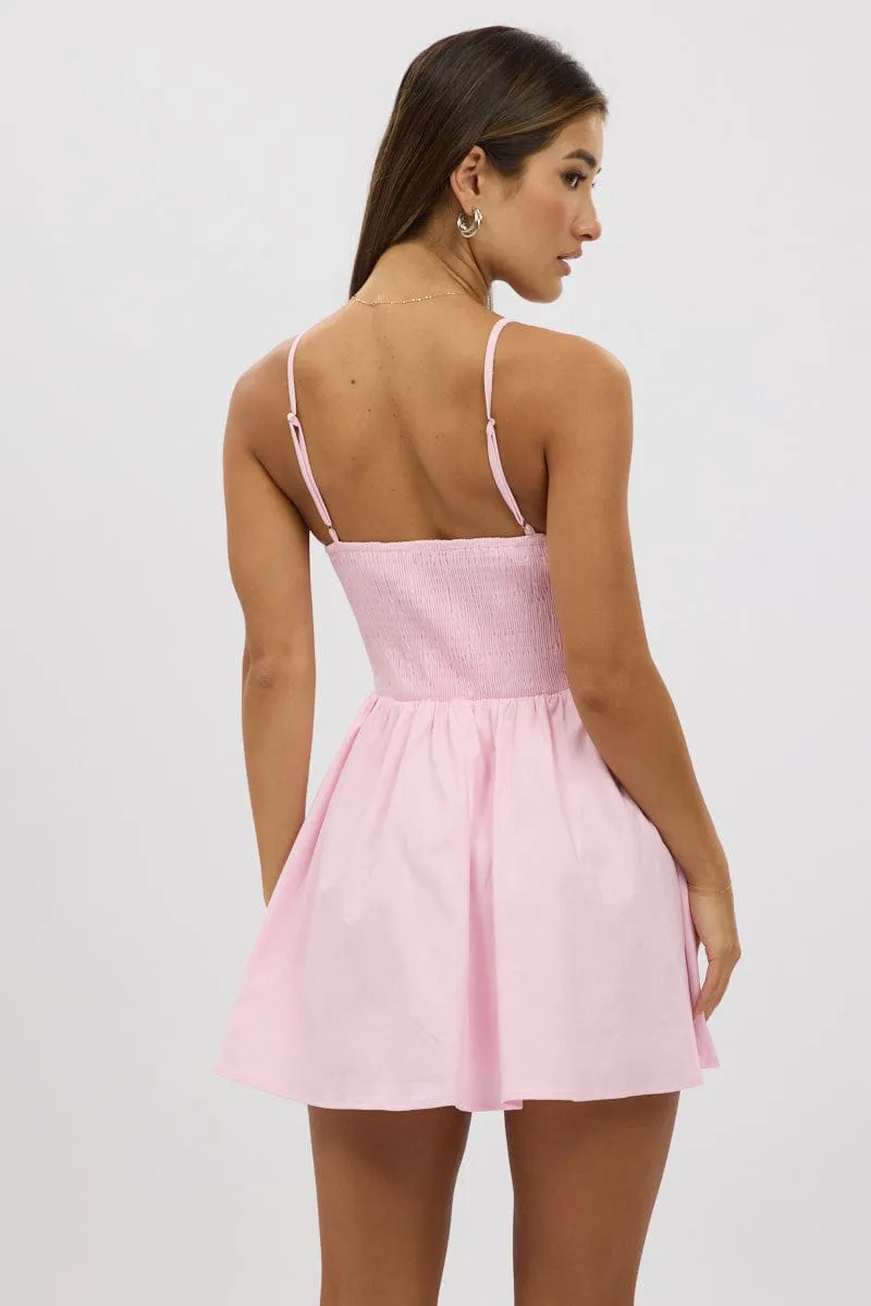 Pink Fit And Flare Dress Mini