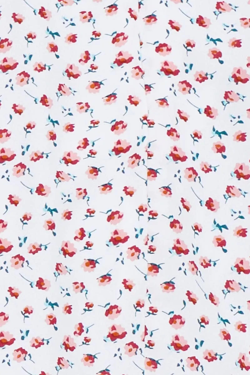 Print Fit And Flare Dress Short Sleeve V Neck