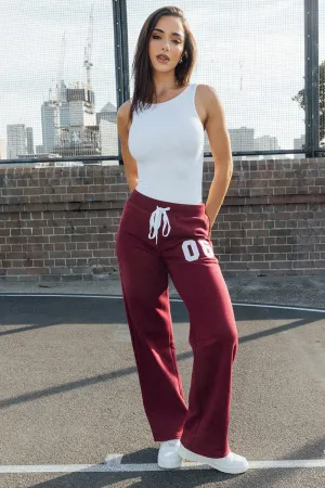 Red Track Pants Wide Leg