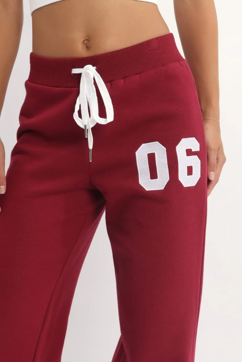 Red Track Pants Wide Leg