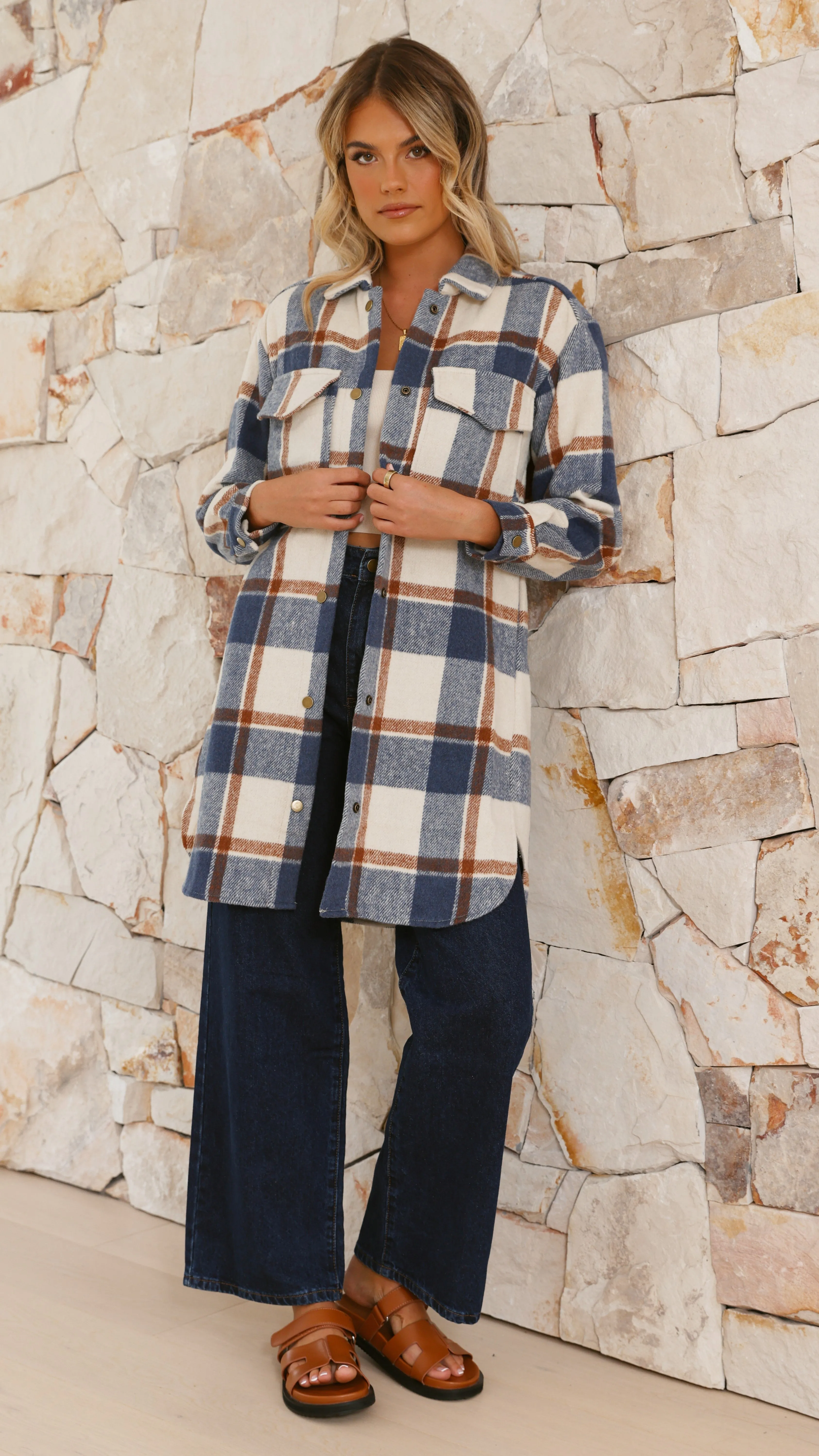 Saskia Jacket - Navy/Cream Check