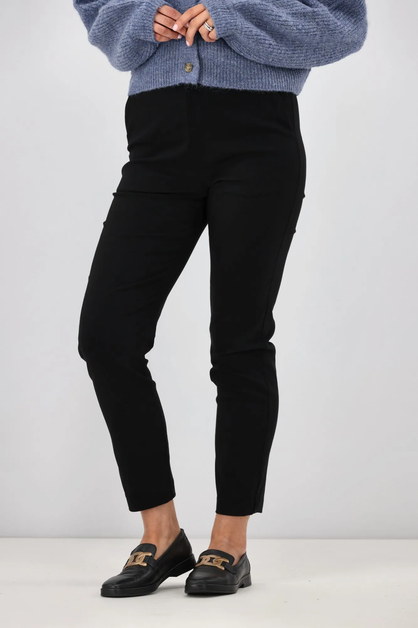 Shine On Label Evan Ponte Slim Leg Pant Black
