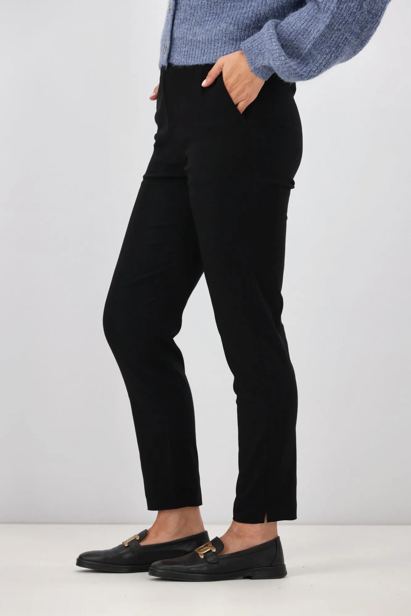 Shine On Label Evan Ponte Slim Leg Pant Black