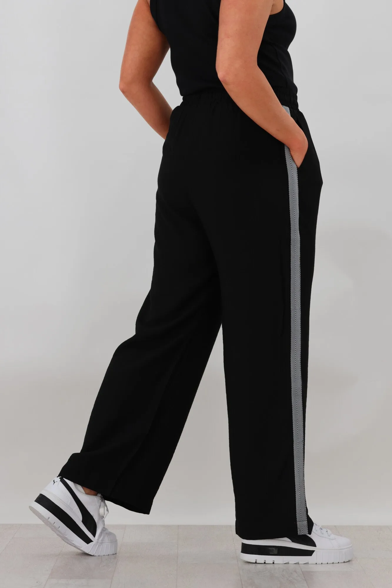 Shine On Label Leni Side Stripe Wide Leg Pants