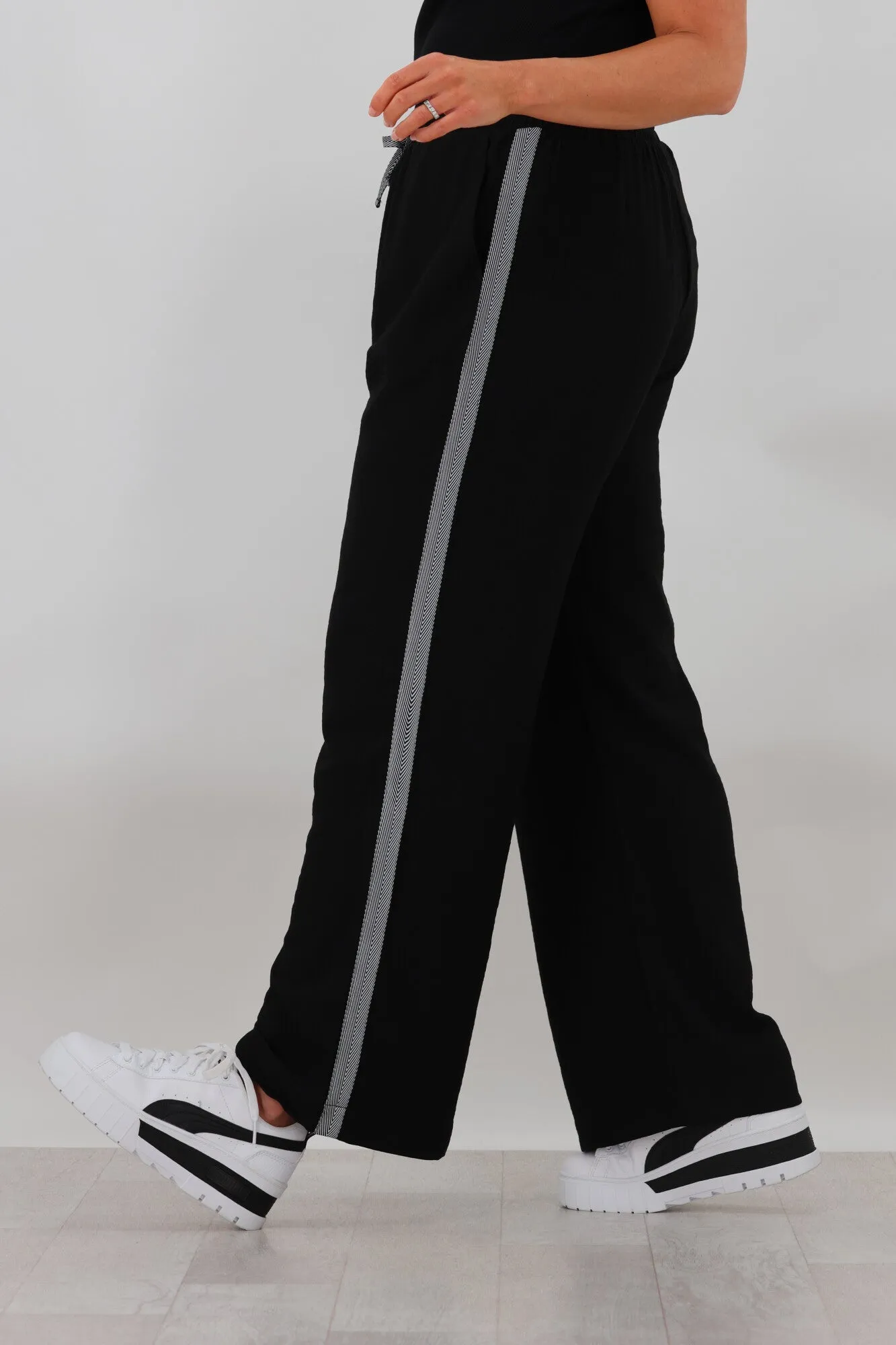 Shine On Label Leni Side Stripe Wide Leg Pants