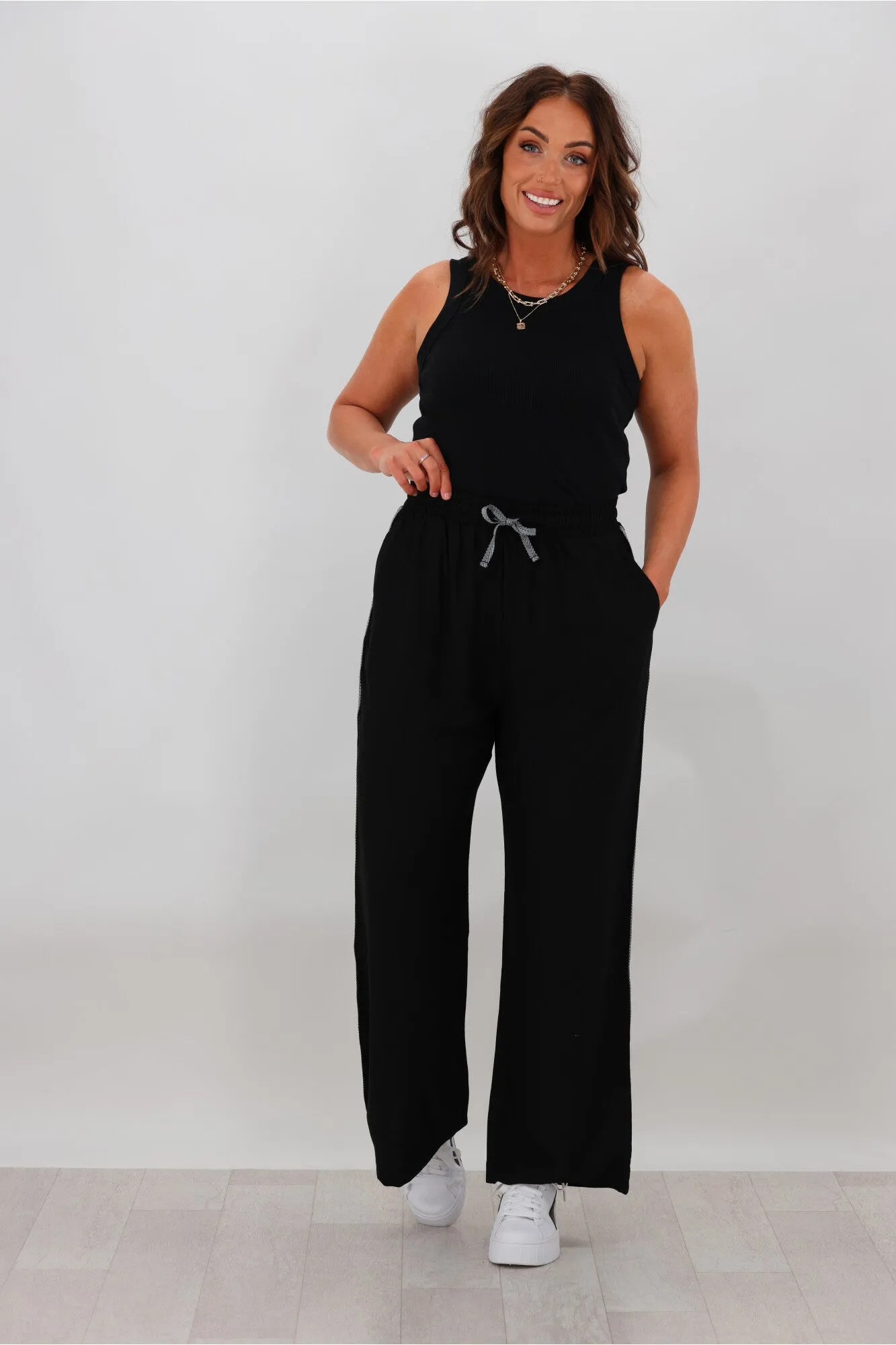 Shine On Label Leni Side Stripe Wide Leg Pants