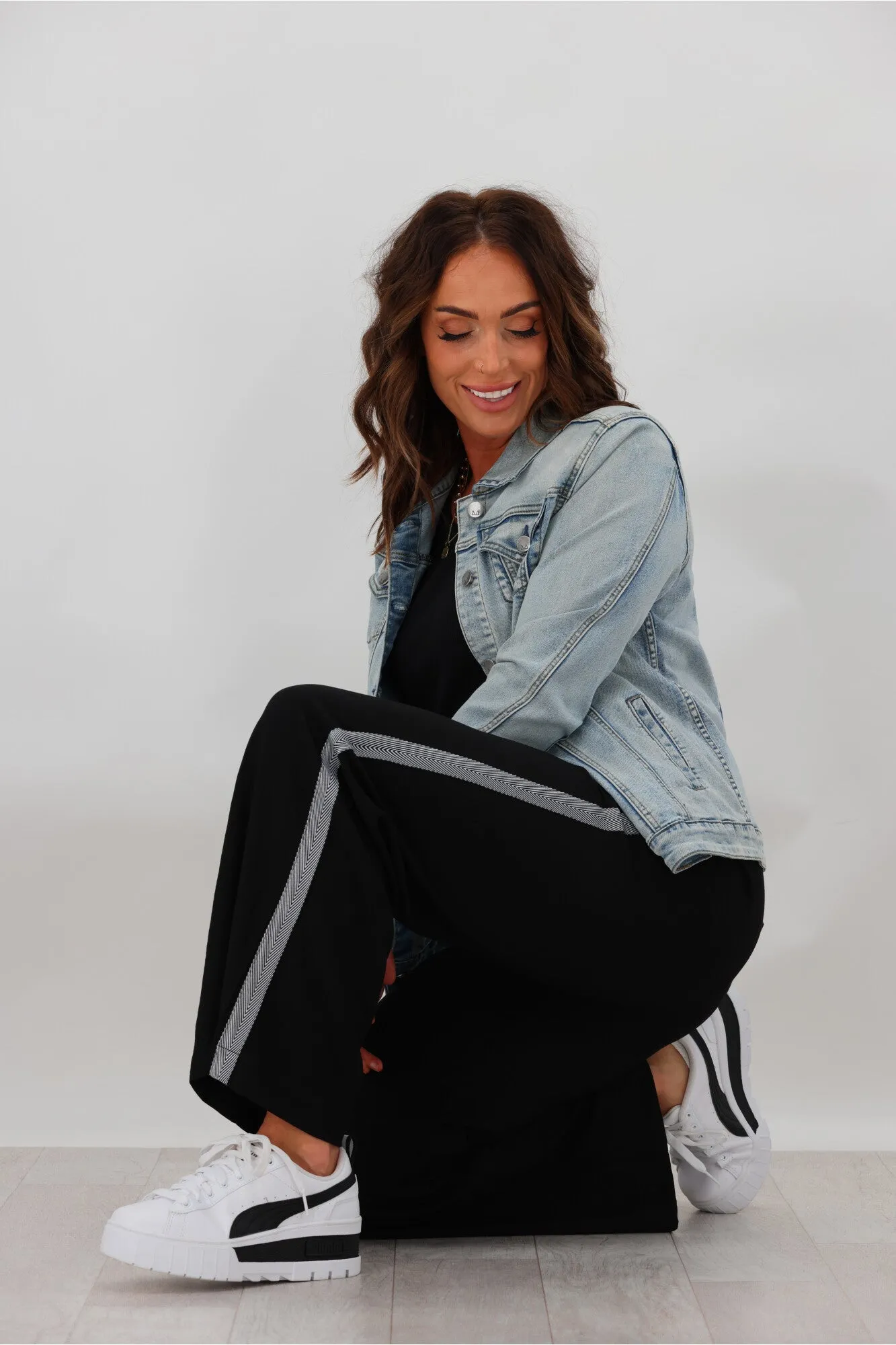 Shine On Label Leni Side Stripe Wide Leg Pants