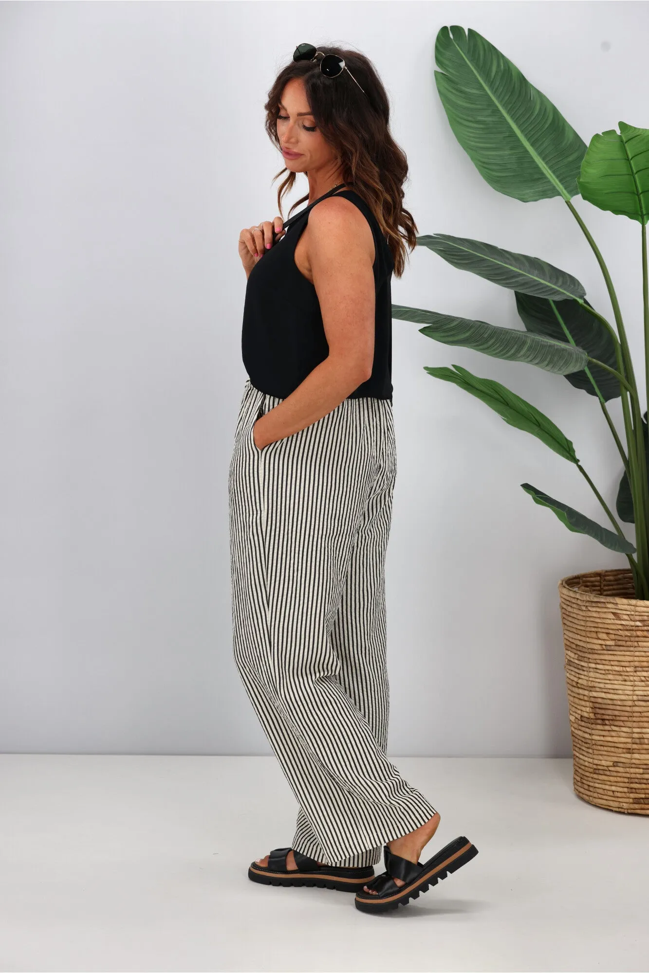 Shine On Label Ravi Wide Leg Pants Stripe