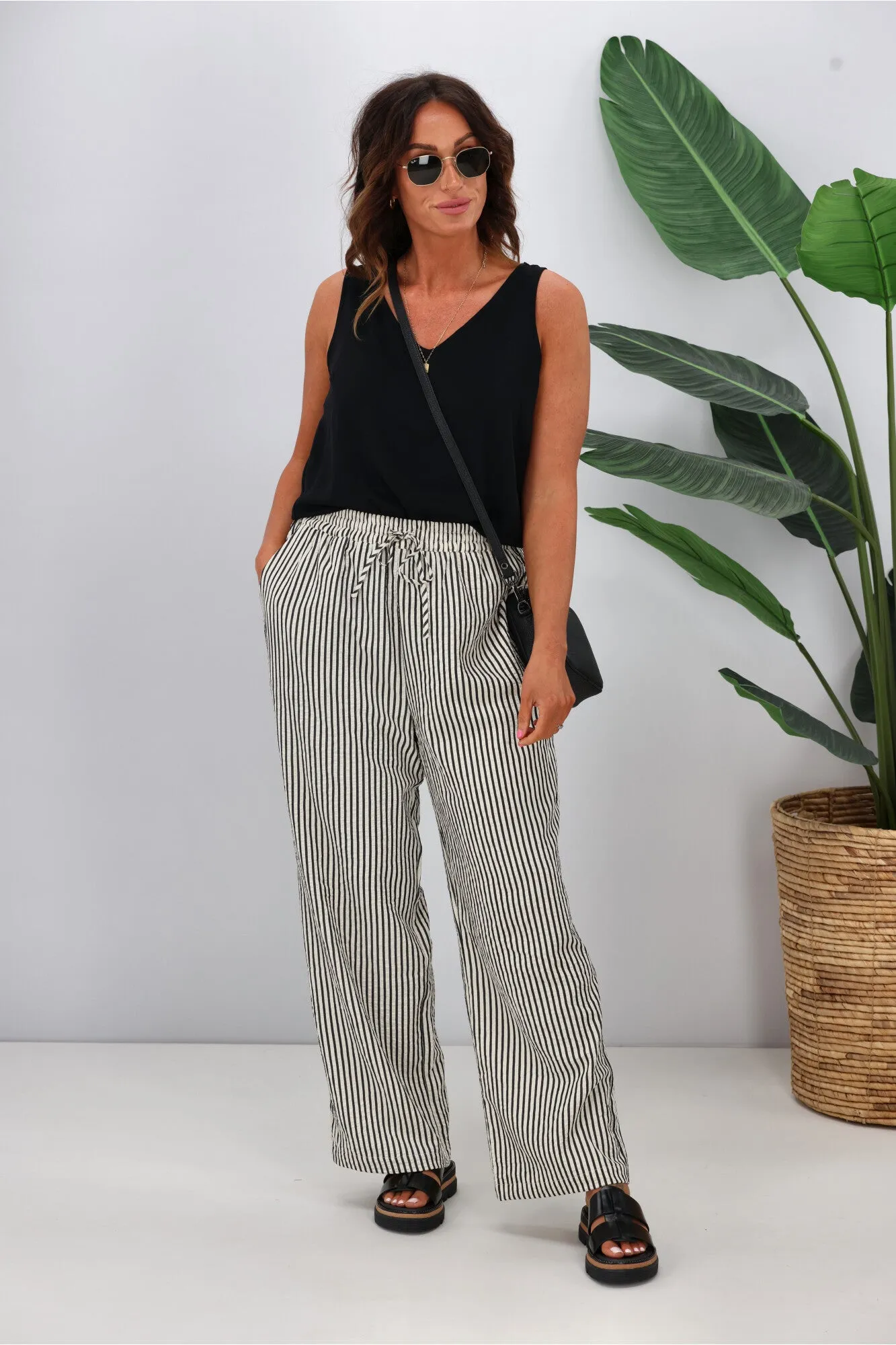 Shine On Label Ravi Wide Leg Pants Stripe