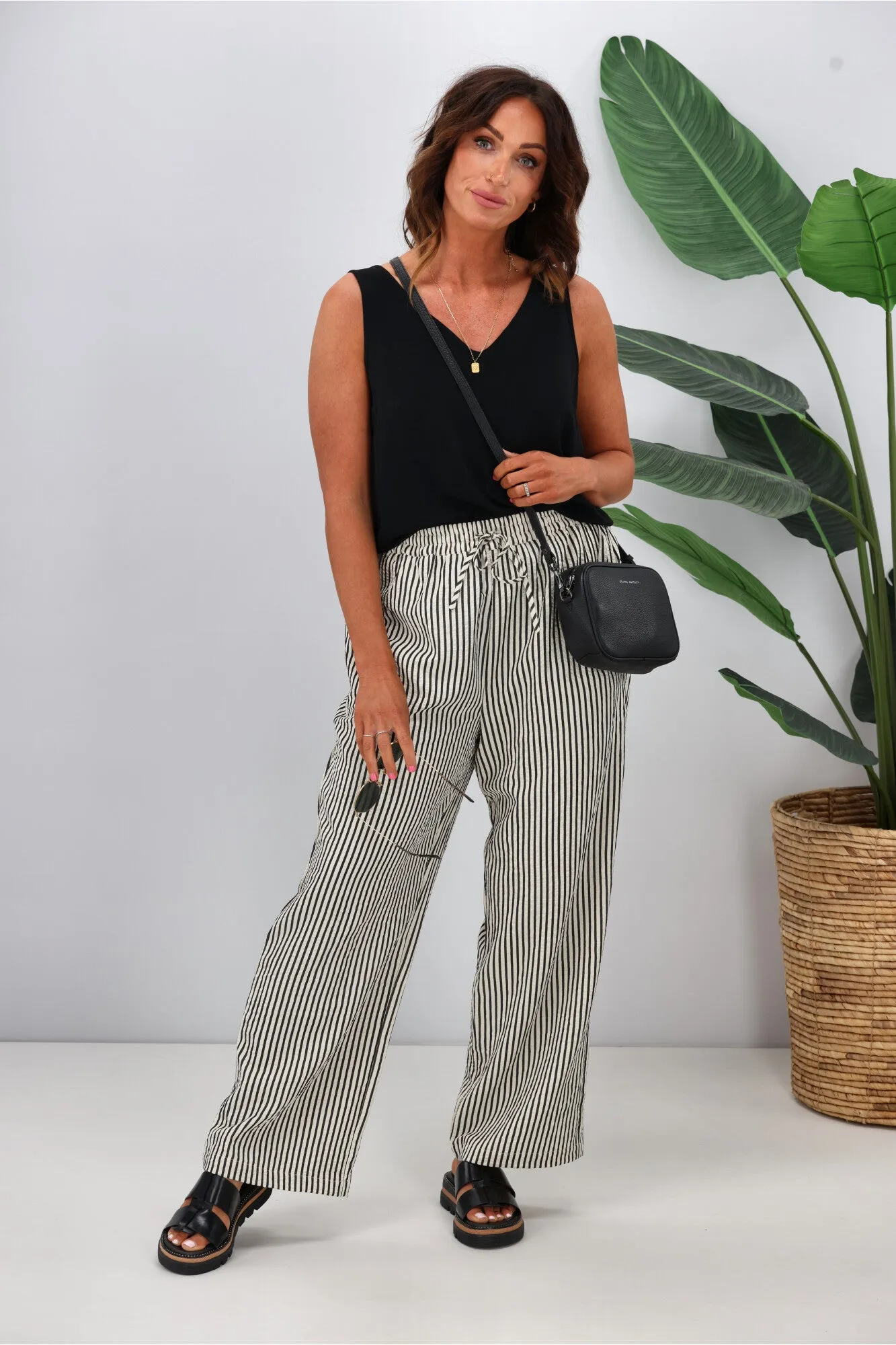 Shine On Label Ravi Wide Leg Pants Stripe