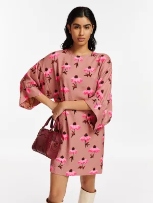 Short Vintage Pink Floral Pattern Dress