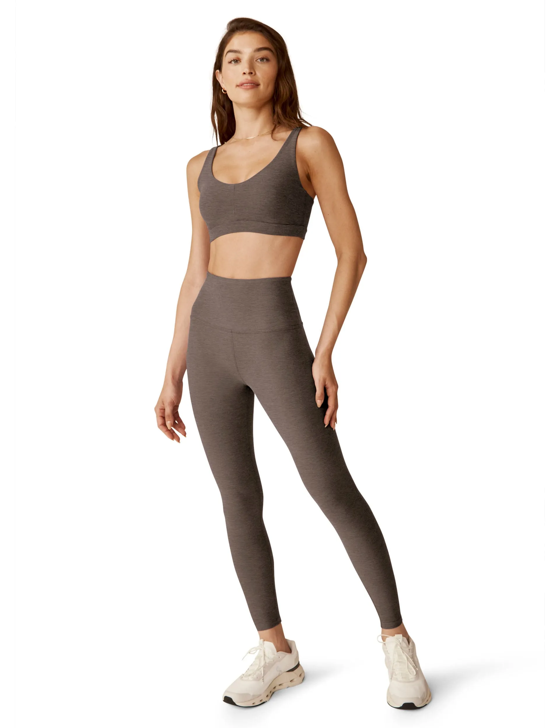 Spacedye Caught In The Midi High Waisted Legging - Soft Umber Heather