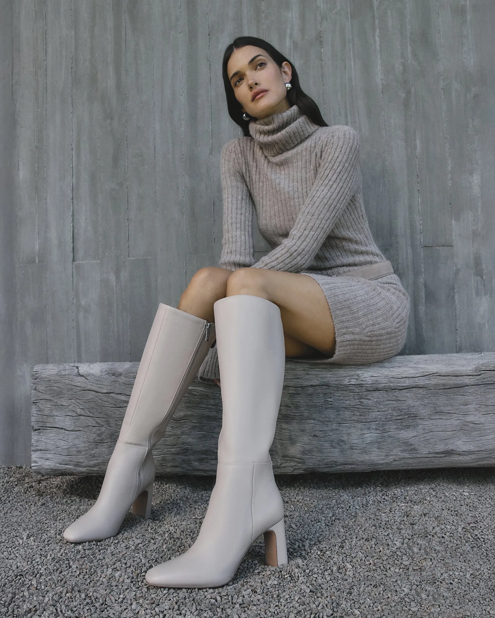 STORMI KNEE BOOTS SAND LEATHER