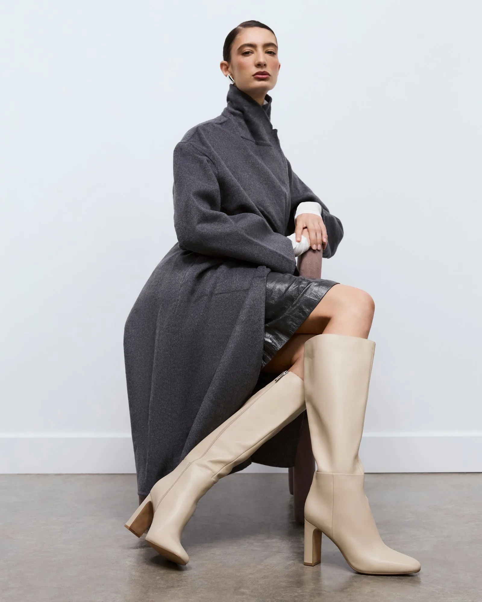 STORMI KNEE BOOTS SAND LEATHER