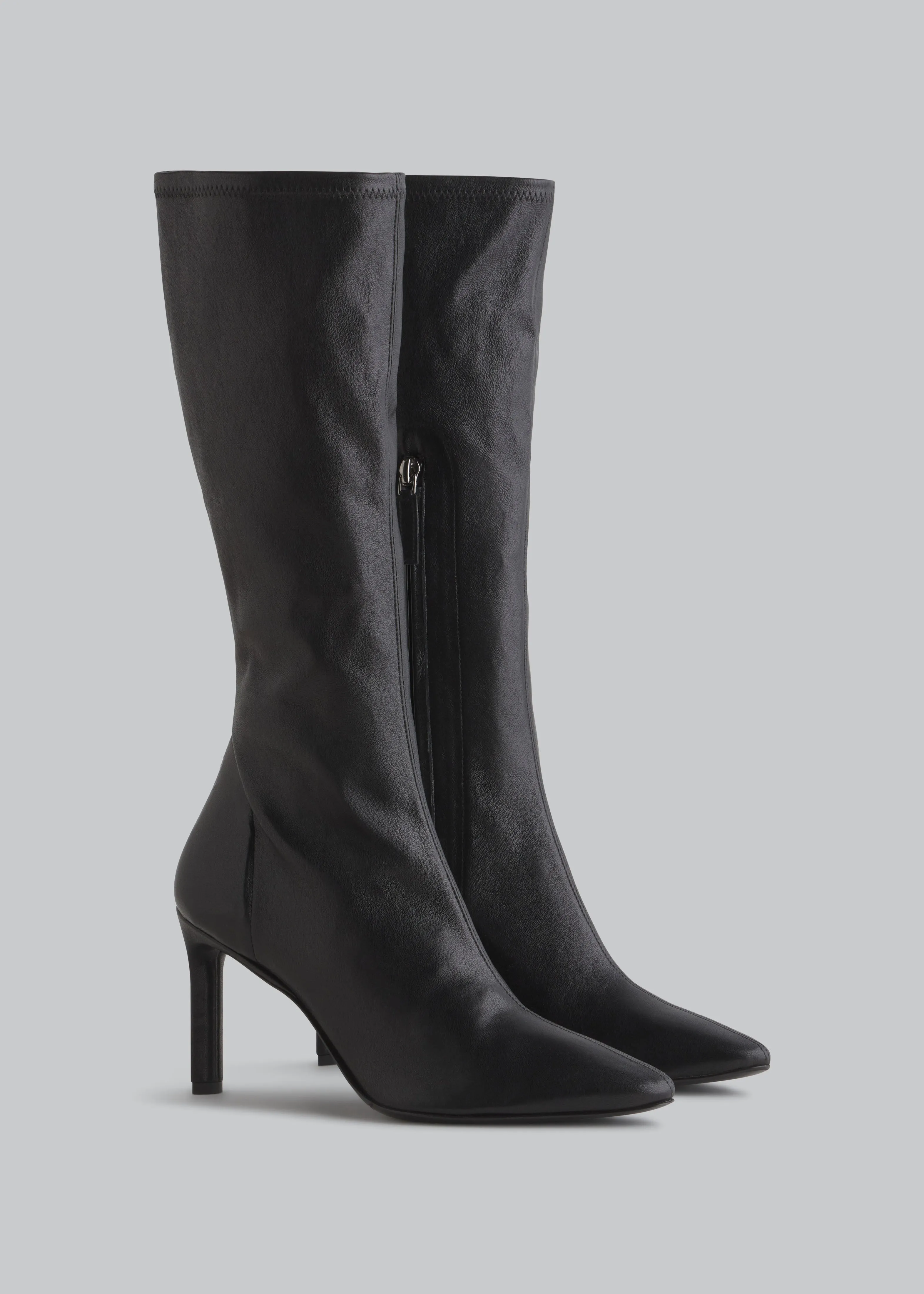 Stretch High Heel Boot - Black