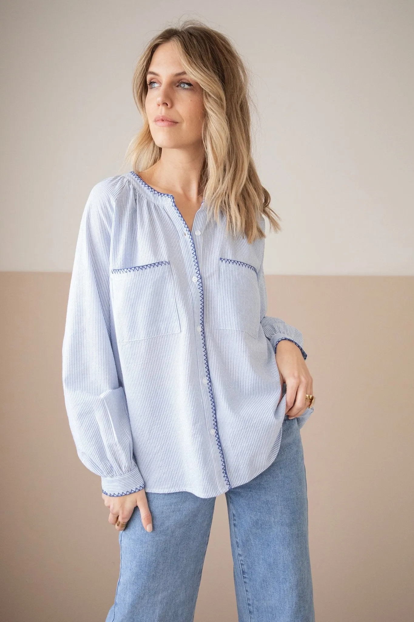 Susan Stripe Blue - Blouse