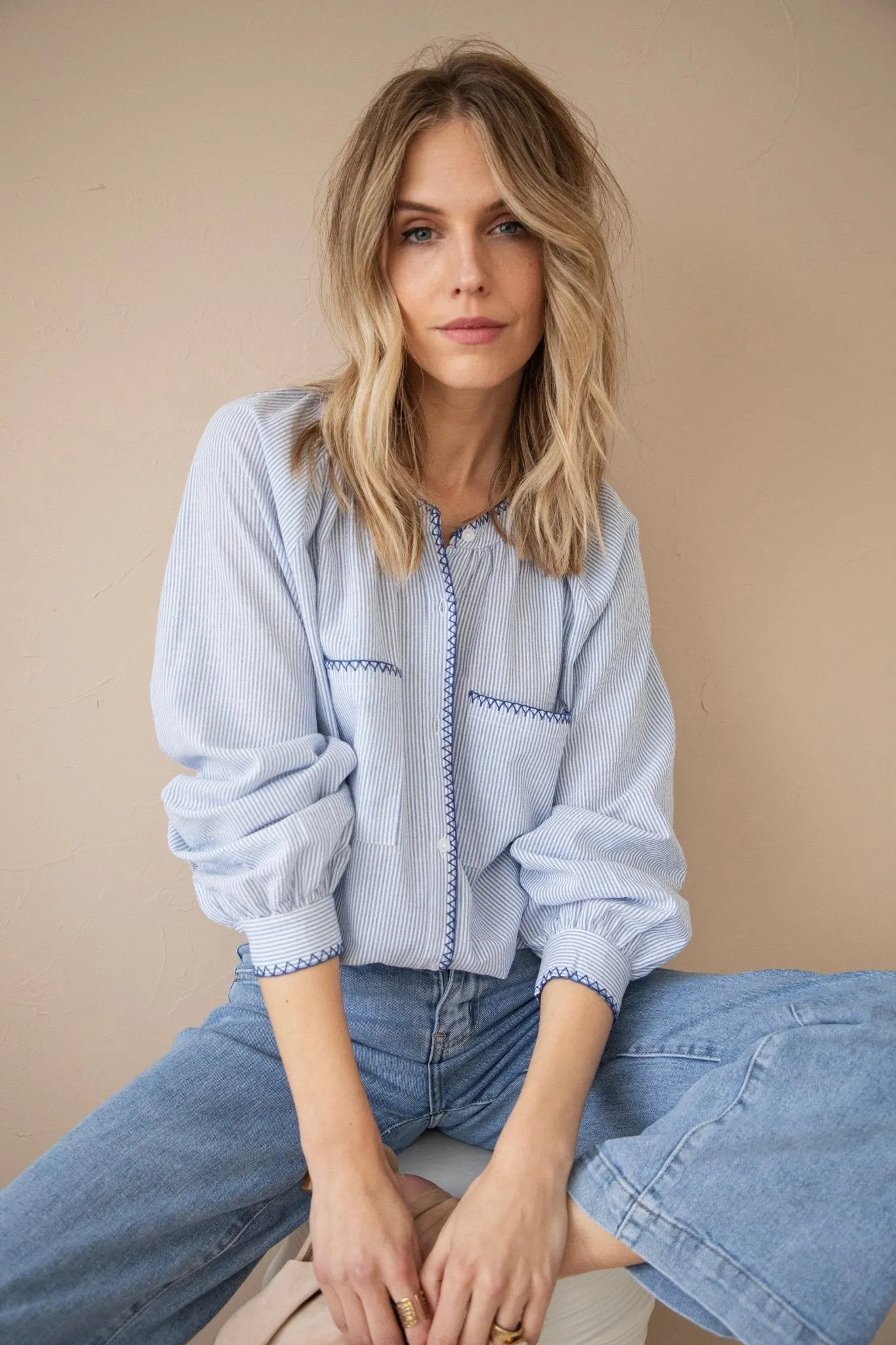 Susan Stripe Blue - Blouse