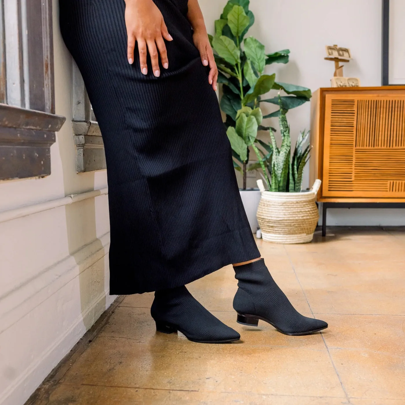 The Bootie Wide Width - Coal Knit 3 Block - FINAL SALE