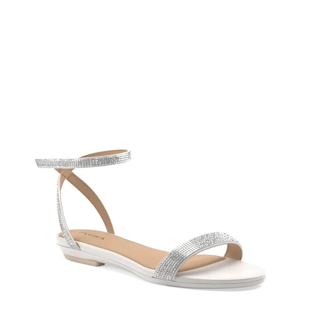 The Brenna White Leather Rhinestone   Stiletto Heel Kit 3 White - FINAL SALE