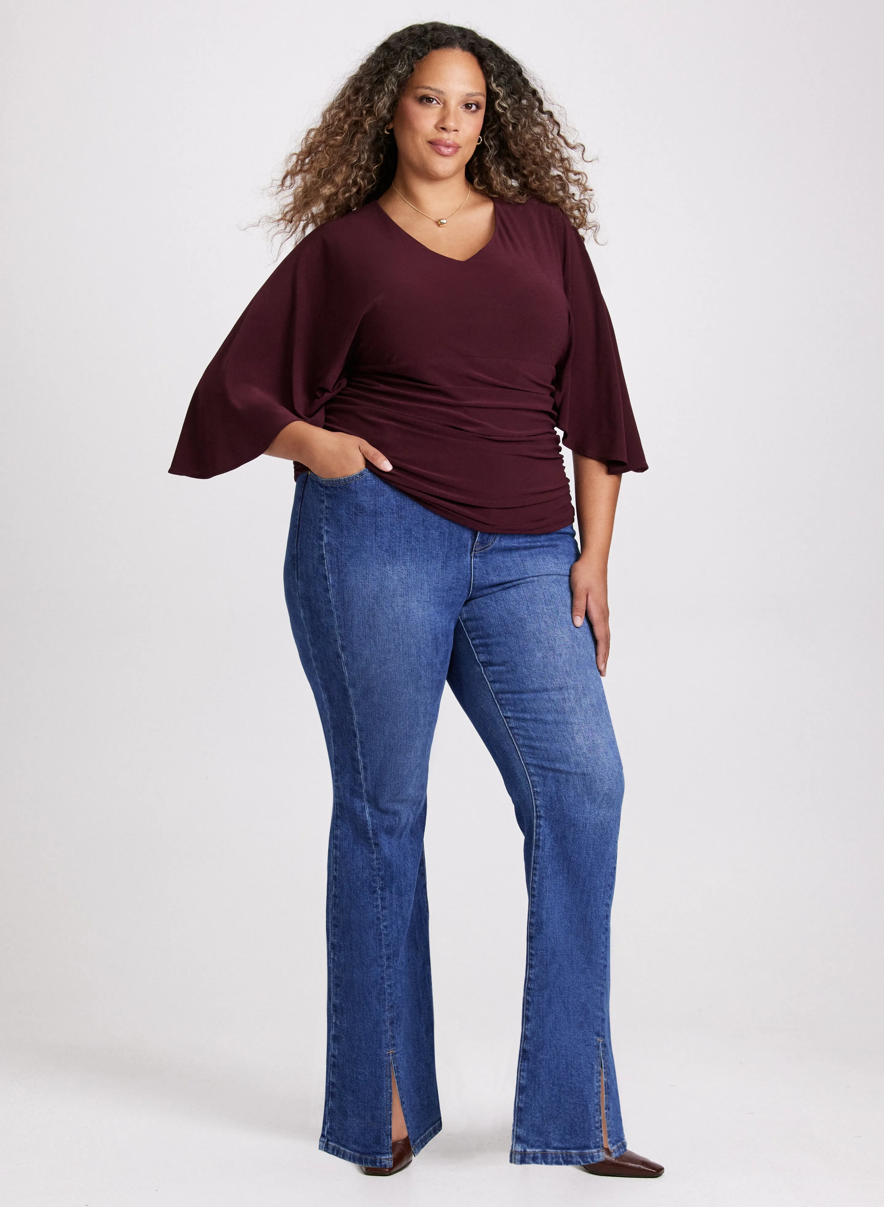 V-Neck Flared Sleeve Top