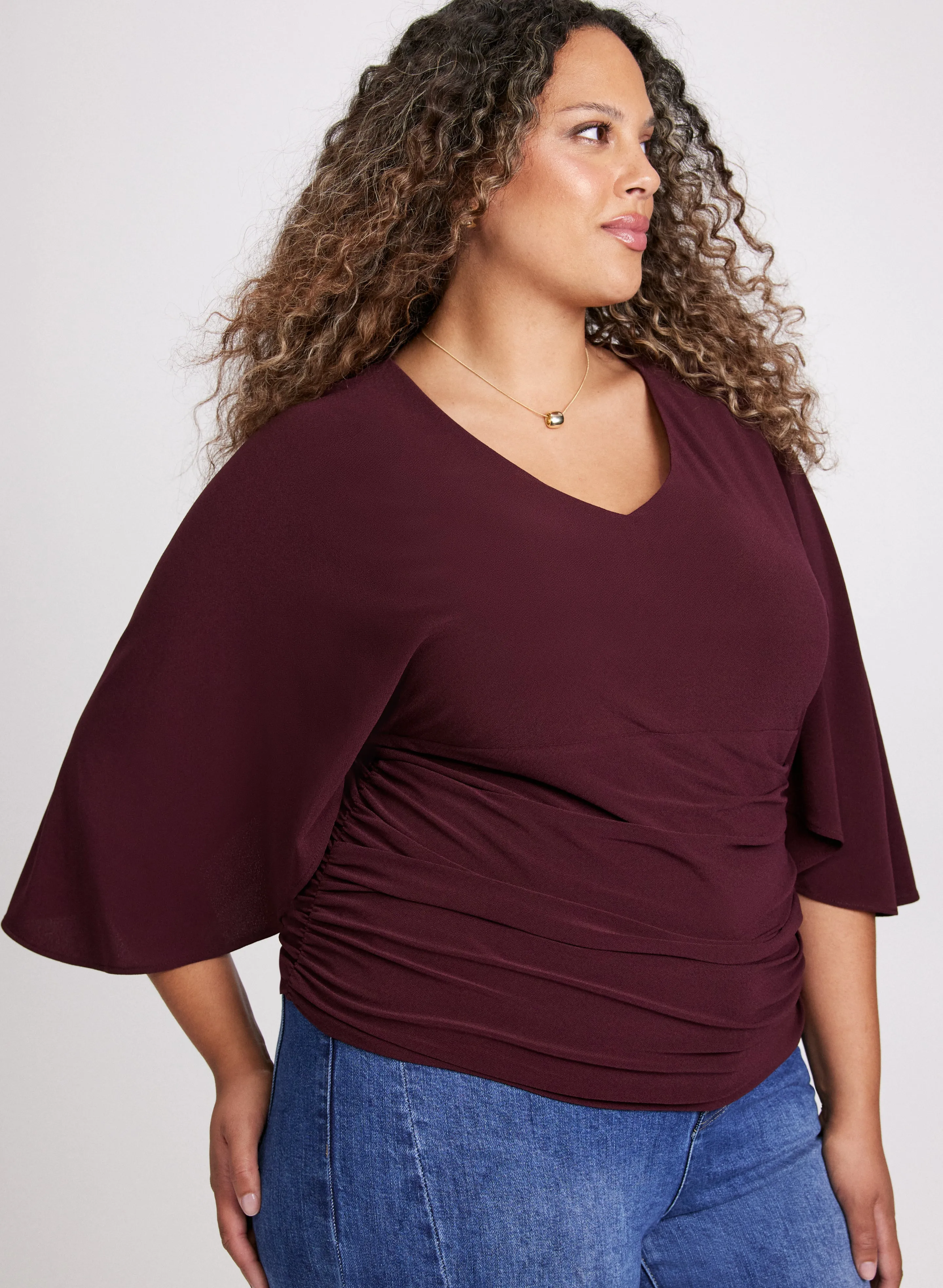 V-Neck Flared Sleeve Top