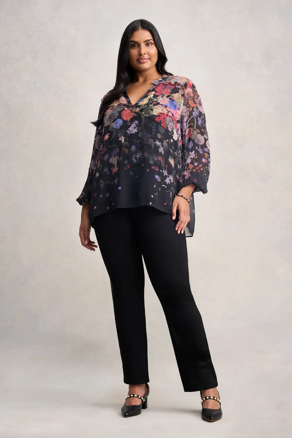 Viscose Georgette Printed Blouse - Midnight Floral