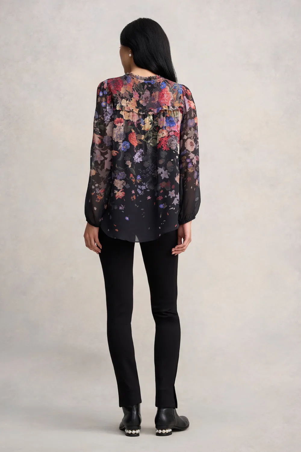 Viscose Georgette Printed Blouse - Midnight Floral
