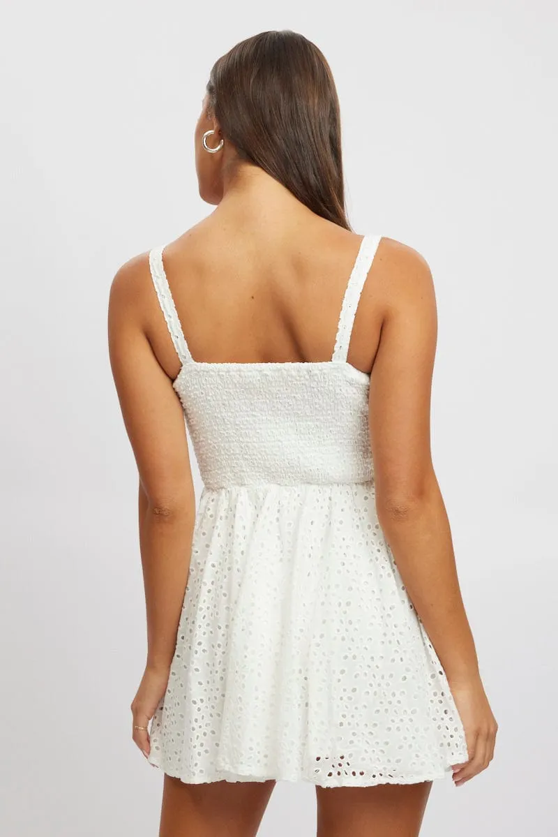 White Fit And Flare Dress Corset Detail Mini