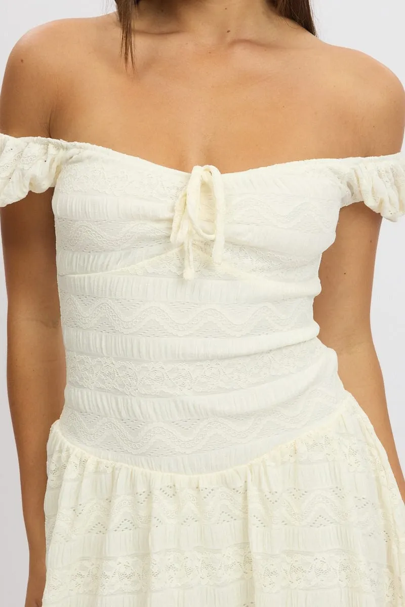 White Fit And Flare Dress Drop Waist Mini
