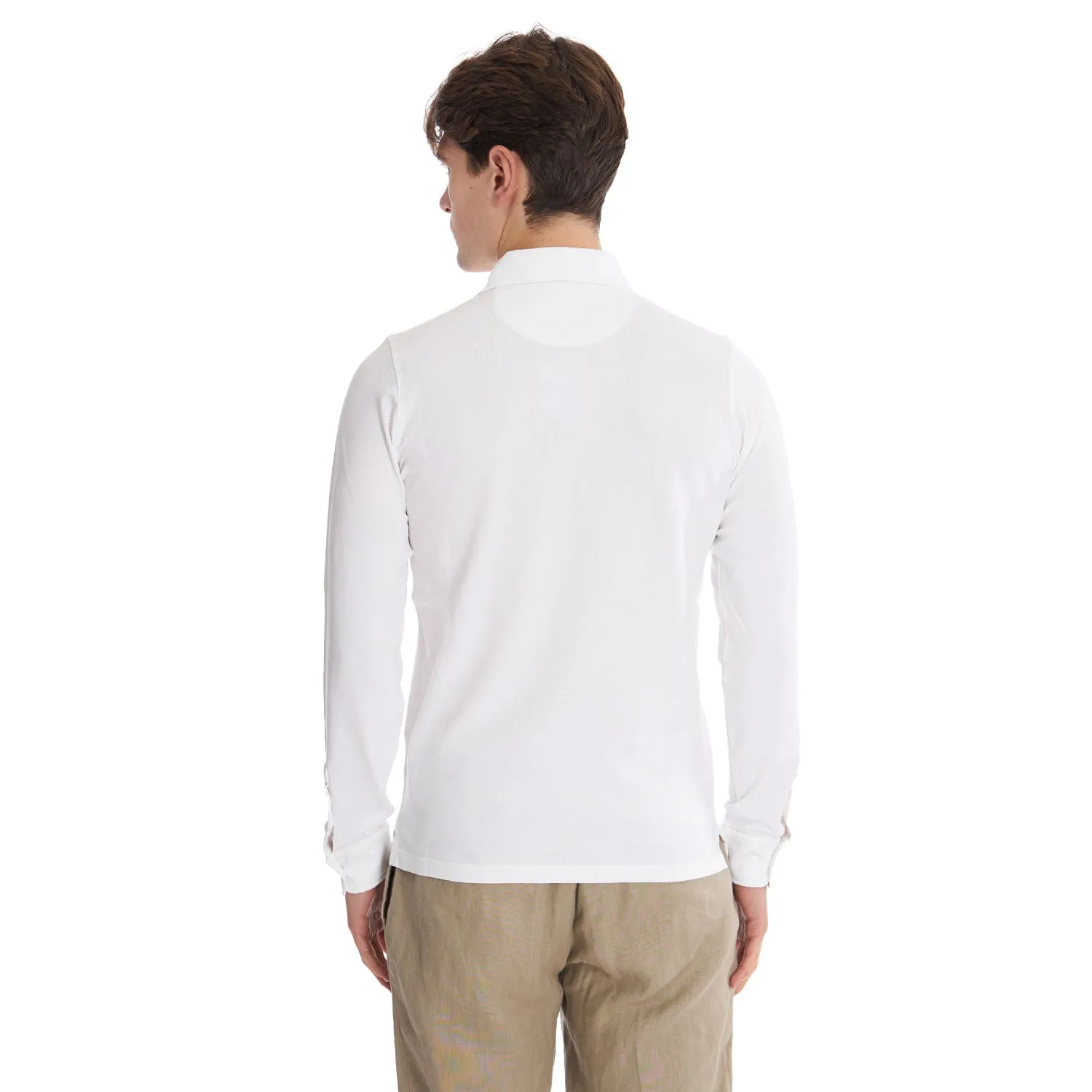 WHITE LONGE SLEEVE POLO
