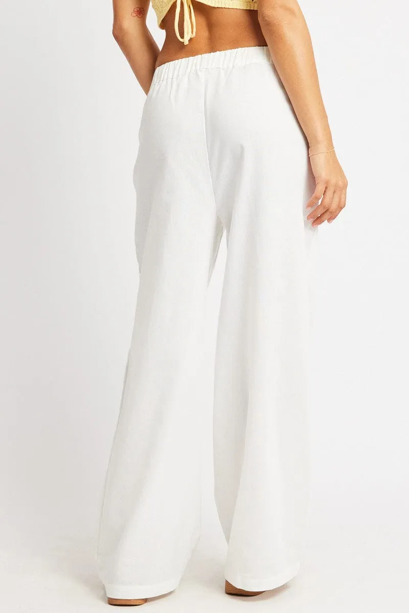 White Wide Leg Pants Elasticated Waist