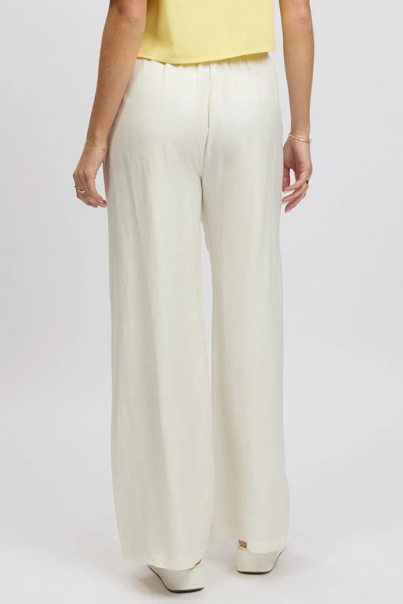 White Wide Leg Pants Elasticated Waist